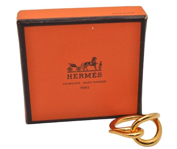 Authentic HERMES Scarf Ring Jumbo Circle Design Gold Tone Box 7132I For Discount