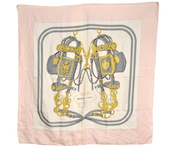 Authentic HERMES Carre 90 Scarf  BRIDES de GALA par   Silk Pink 7766I Hot on Sale