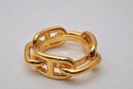 Authentic HERMES Scarf Ring Chaine d Ancre Chain Design Gold Tone 5761I Hot on Sale