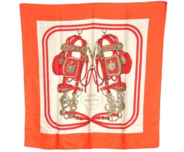 Authentic HERMES Carre 90 Scarf  BRIDES de GALA par  Silk Orange 7582I Fashion