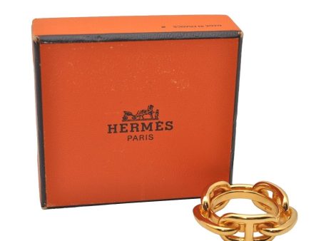 Authentic HERMES Scarf Ring Chaine d Ancre Chain Design Gold Tone Box 6285I Hot on Sale