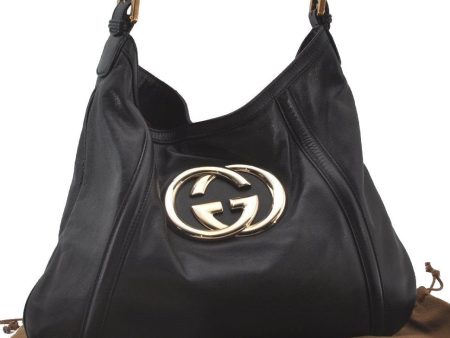 Authentic GUCCI Vintage Britt Shoulder Hand Bag Leather 162740 Black 0721J Fashion