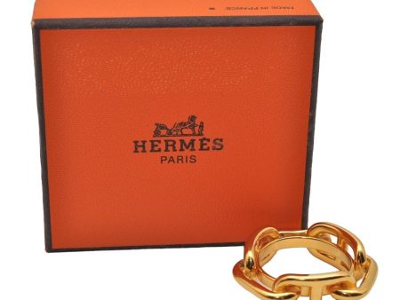 Authentic HERMES Scarf Ring Chaine d Ancre Chain Design Gold Tone 5761I Hot on Sale