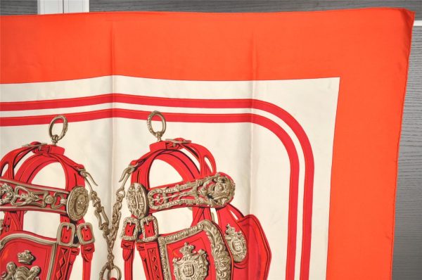 Authentic HERMES Carre 90 Scarf  BRIDES de GALA par  Silk Orange 7582I Fashion